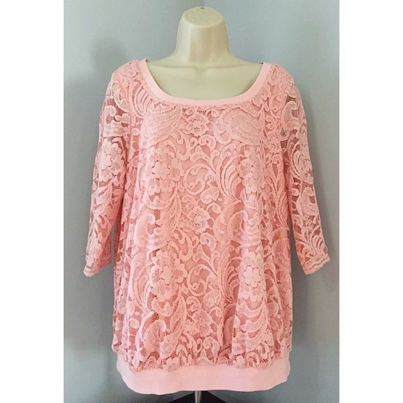 torrid Tops - Torrid Peachy Rose Lace Top | Romantic Floral Lace | Size 0 (L)